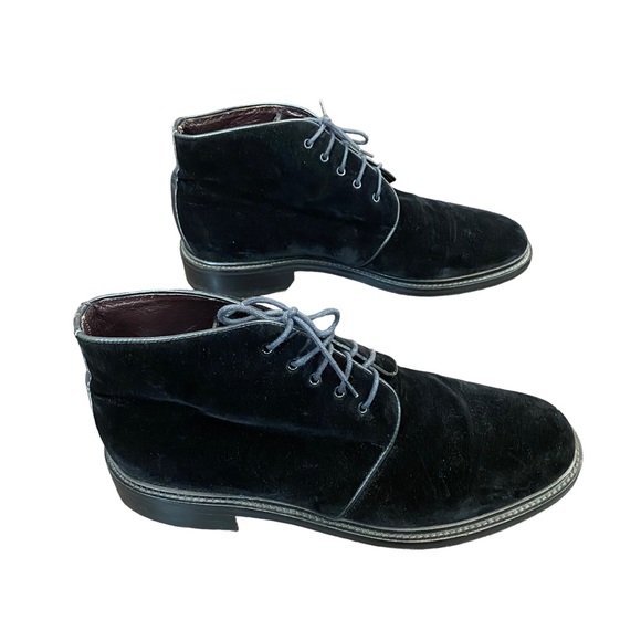 Joseph Abboud Velvet Upper Men's Black Lace Up Ankle Boots Size Fits 9.5 - Picture 1 of 8